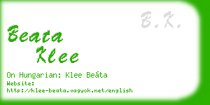 beata klee business card